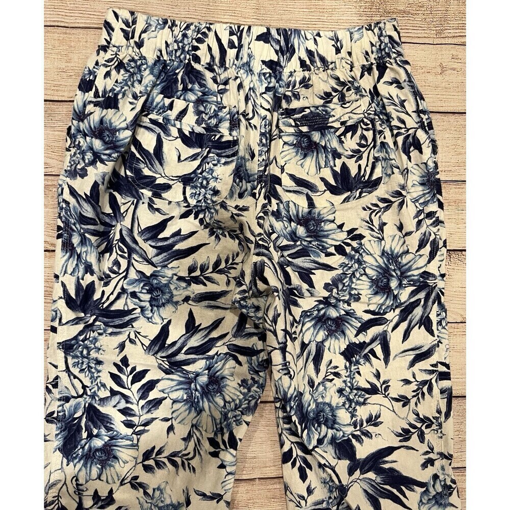 PER SE Womens Pull On Drawstring Linen Blend Crop PANTS Small - Picture 5 of 8